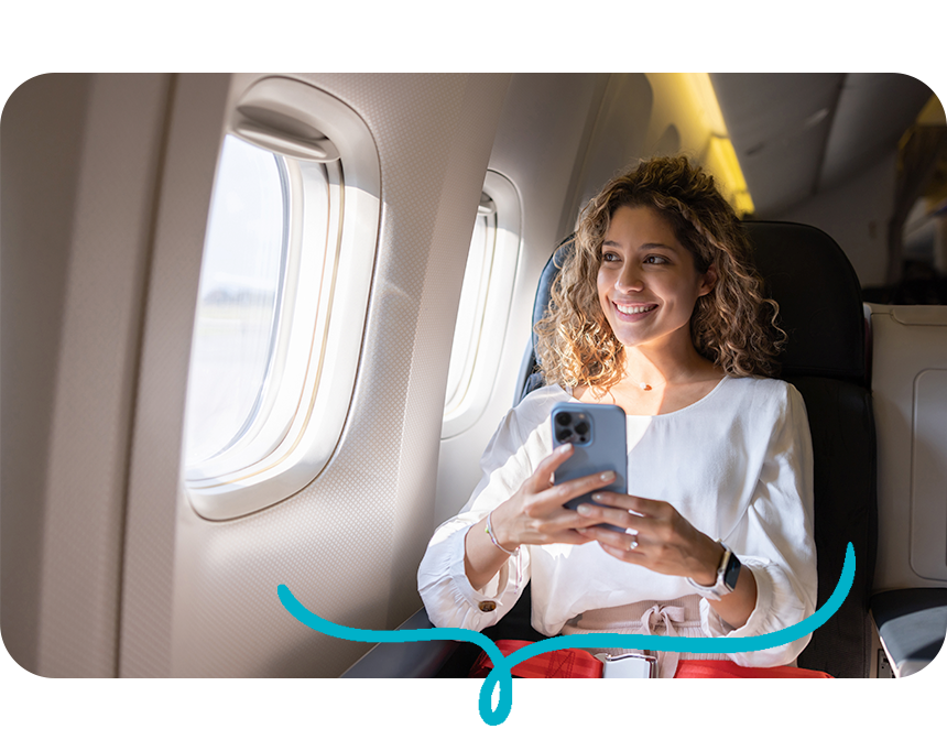 Women Flying looking out the window
